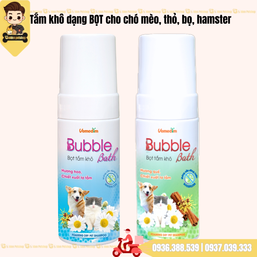 Tắm khô dạng bọt cho chó, mèo, thỏ, hamster - Chai 120ml