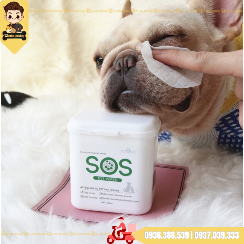 Khăn ướt lau mắt cho chó mèo, tiện lợi SOS - Hộp 100 miếng