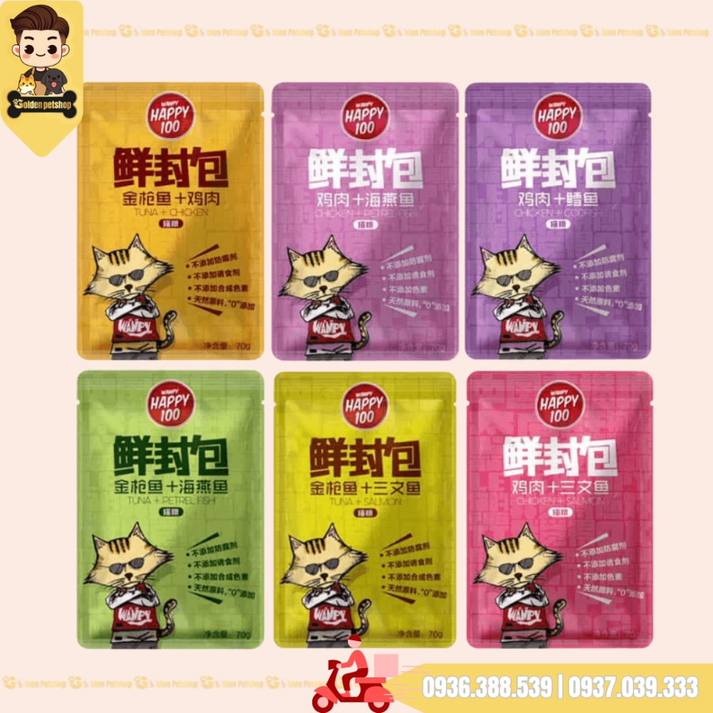 Pate cho mèo Wanpy Happy 100 - gói 70g