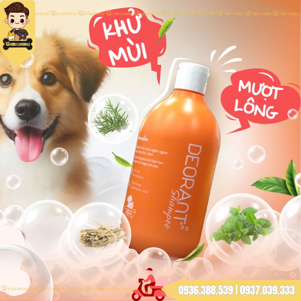 Sữa tắm chó mèo Deorant Shampoo khử mùi hôi lông - Chai 390ml