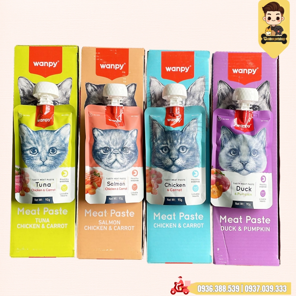 Súp thưởng nắp vặn cho mèo Wanpy có Rau củ  (Chính hãng) - gói 90gr