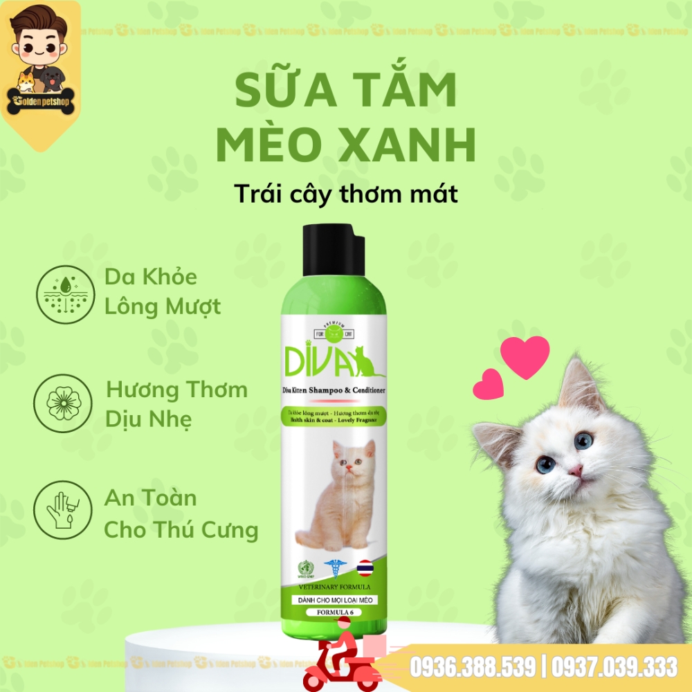 Sữa tắm cho mèo Diva - da nhạy cảm - Chai 260ml