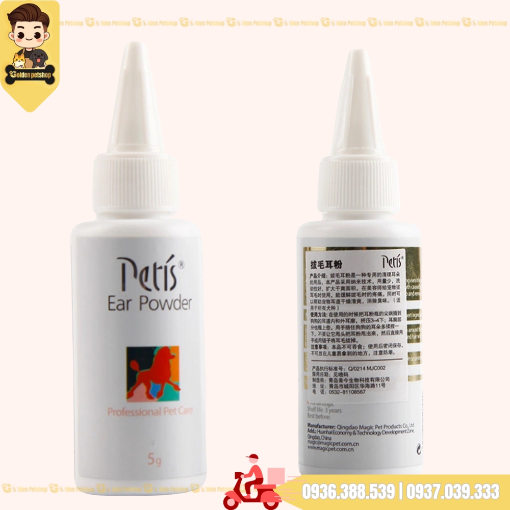 Bột nhổ lông tai Pettis cho chó poodle, chó lông xoăn