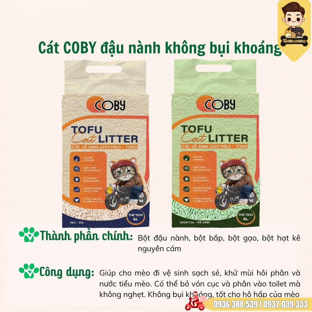 Cát vệ sinh cho mèo - Cát đậu nành Coby 6L