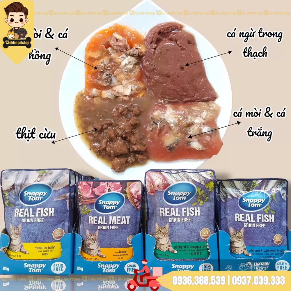 Pate cho mèo Snappy tom thịt Gà. thịt Cá - gói 85g