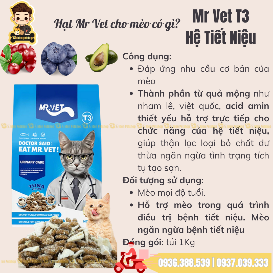 Thức ăn hạt cho mèo Mr Vet - Nhiều loại