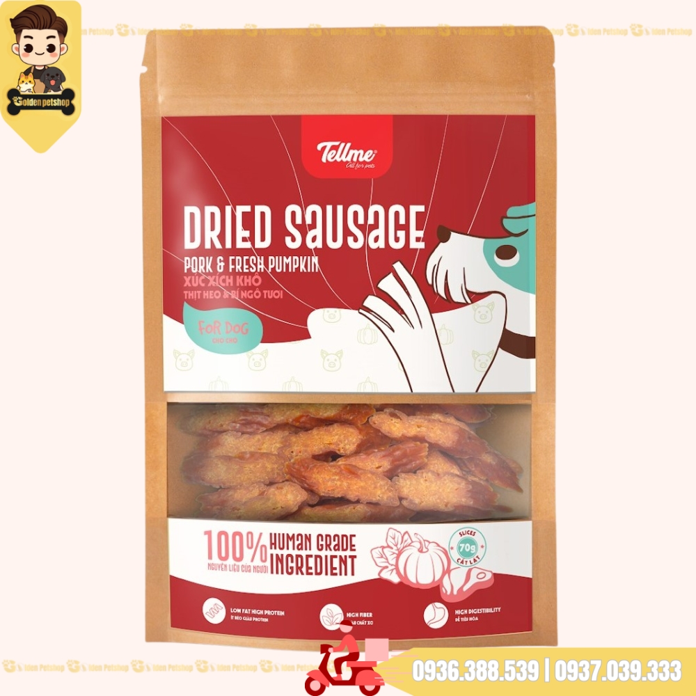 Xúc xích thịt heo dành cho chó Tellme - gói 70g