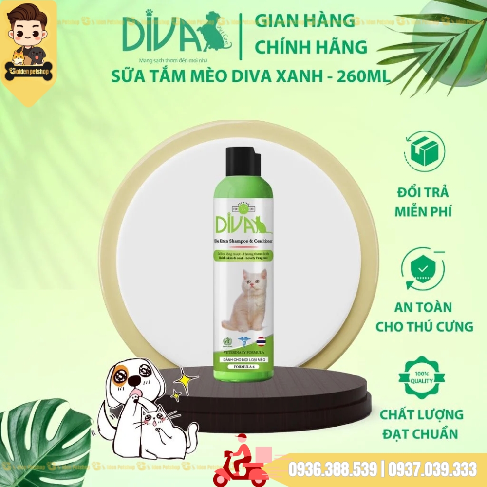 Sữa tắm cho mèo Diva - da nhạy cảm - Chai 260ml