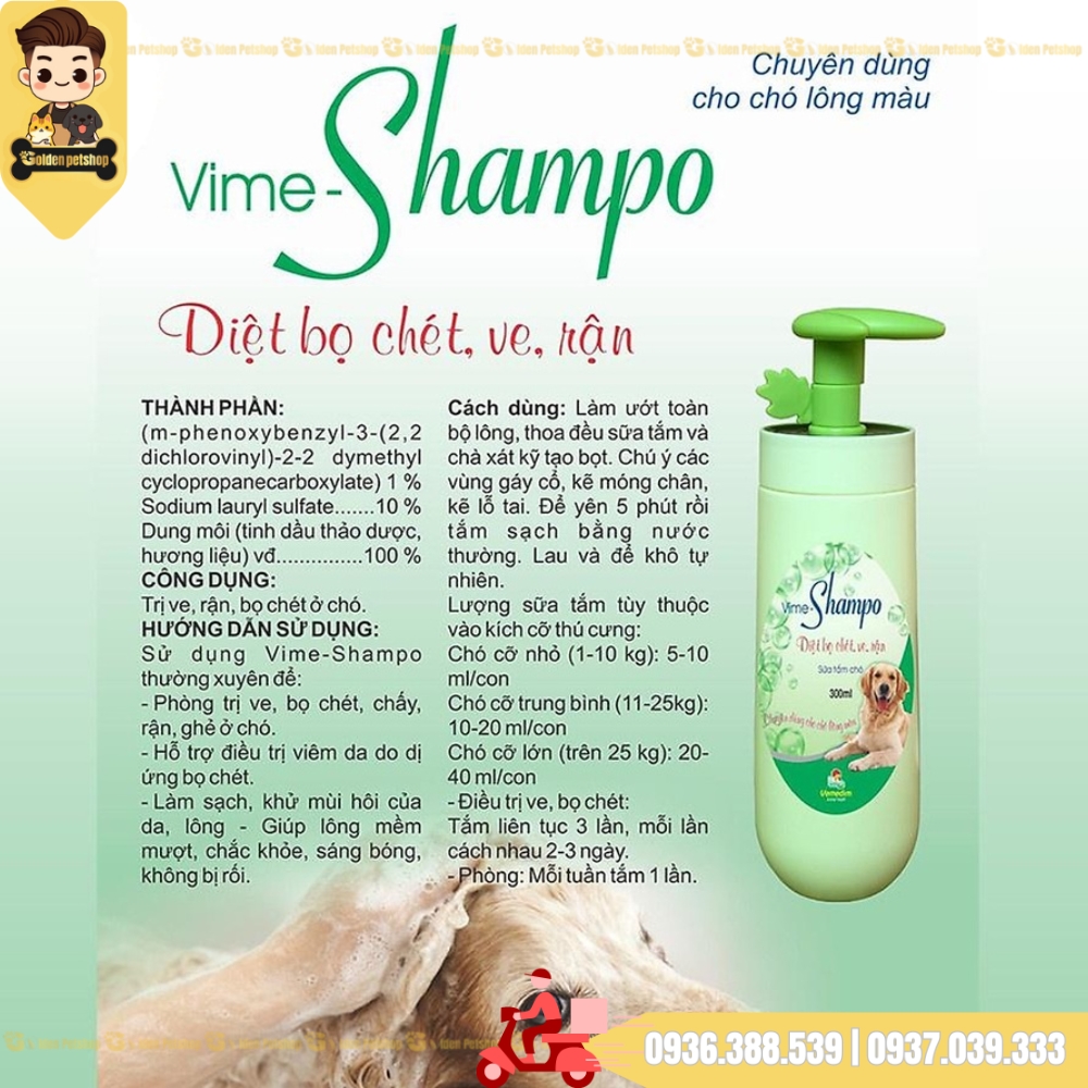 Sữa tắm ngừa ve dành cho chó lông màu Vemedim - Chai 300ml