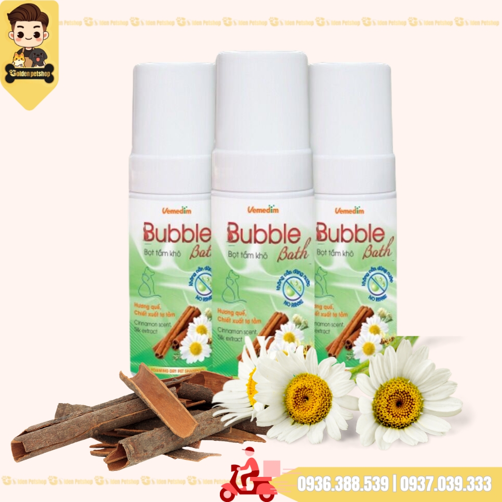 Tắm khô dạng bọt cho chó, mèo, thỏ, hamster - Chai 120ml