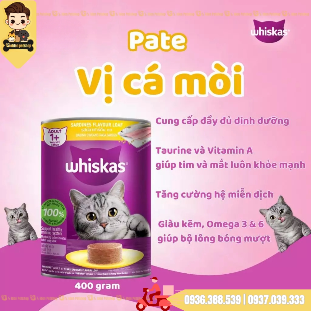 Pate cho mèo Whiskas Thai Lan - Lon 400g