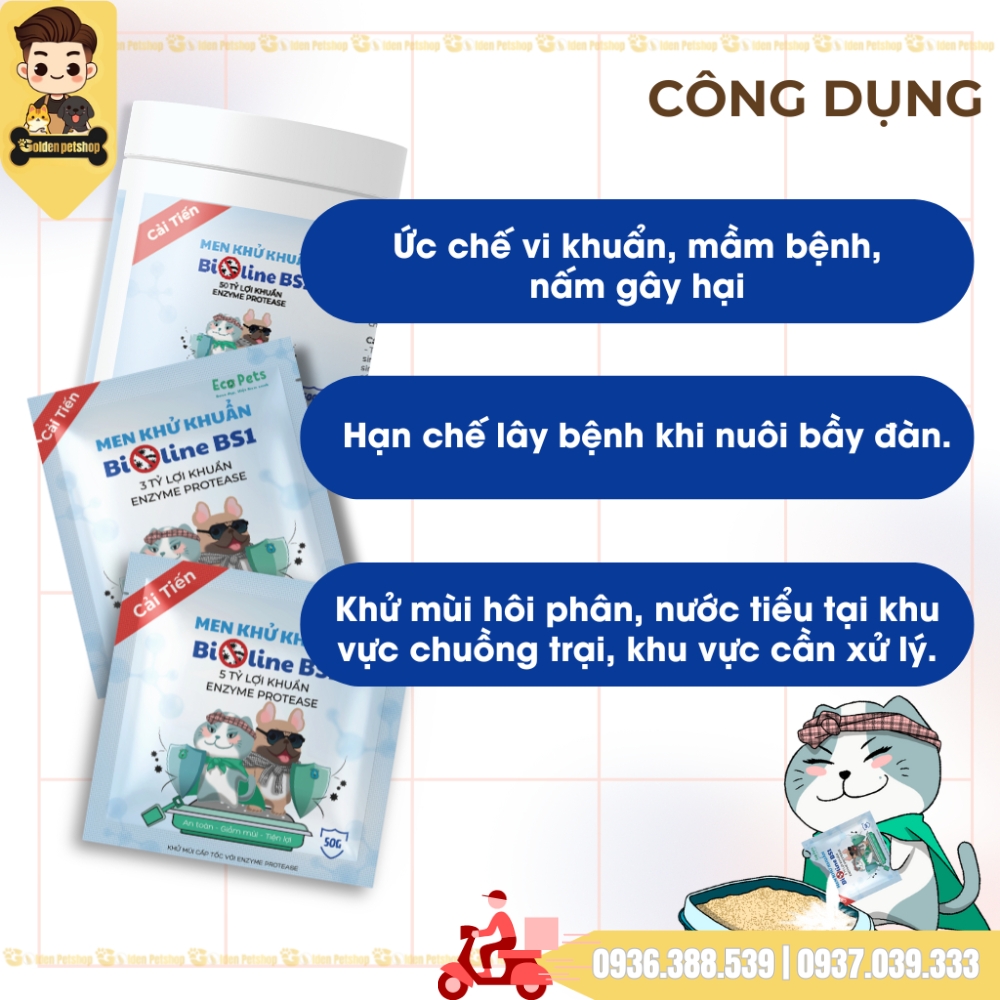 Men khử khuẩn cho cát vệ sinh mèo Bioline BS1