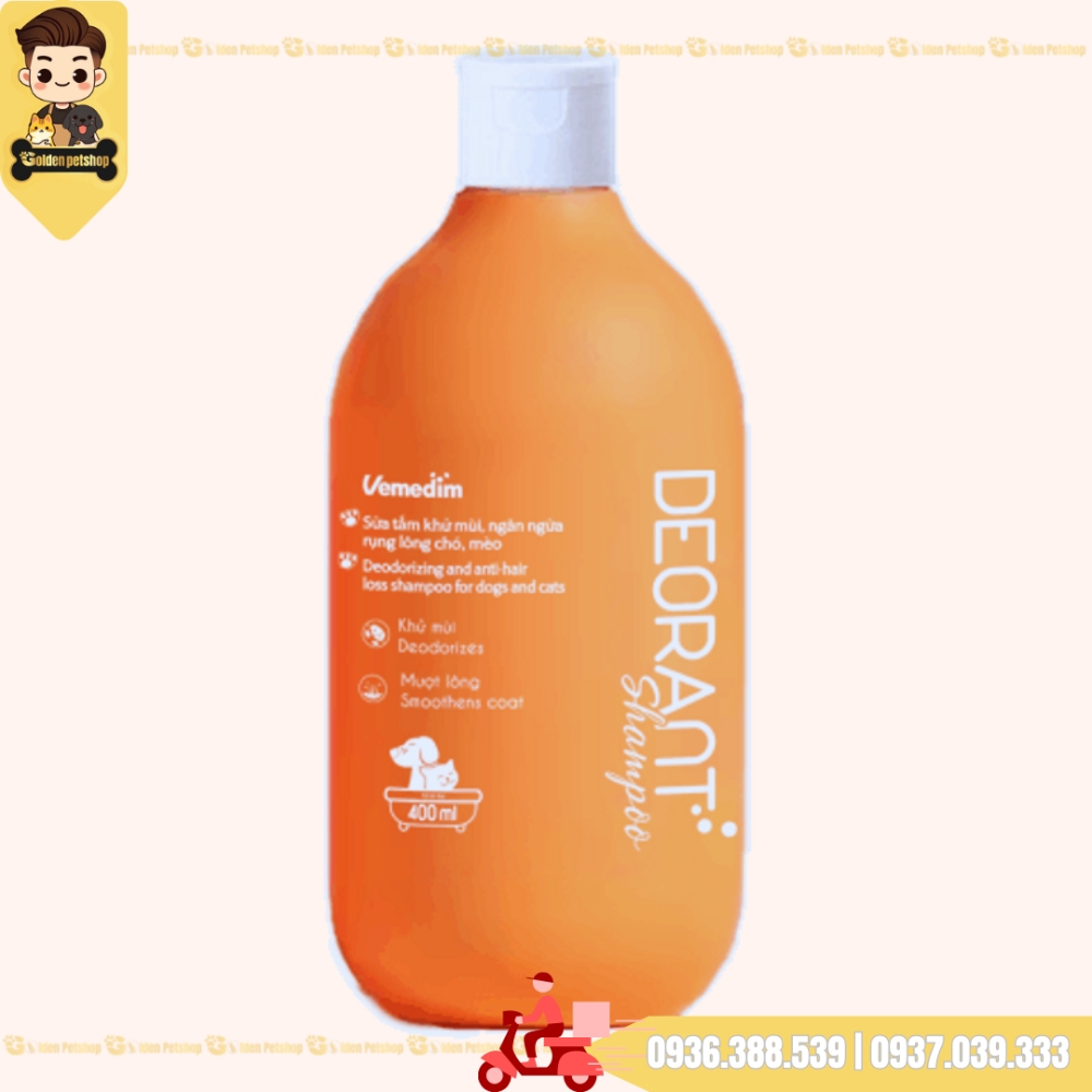 Sữa tắm chó mèo Deorant Shampoo khử mùi hôi lông - Chai 390ml