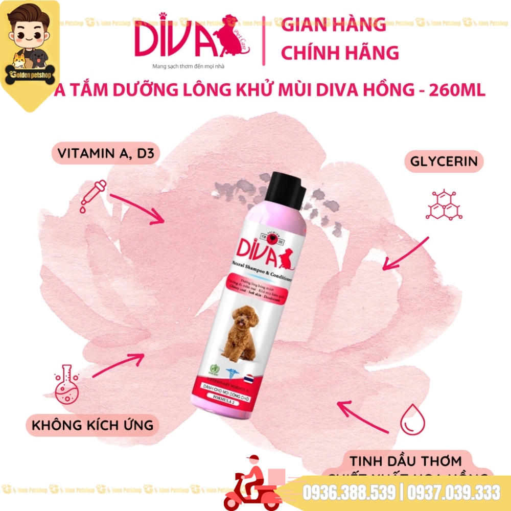 Sữa tắm cho chó Diva - thơm dai - Chai 260ml