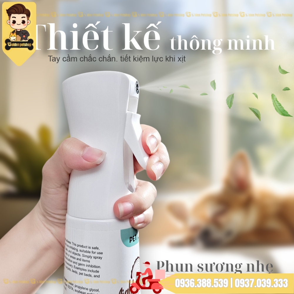 Bình xịt khử mùi diệt khuẩn hương gỗ PetQ - Chai 300ml