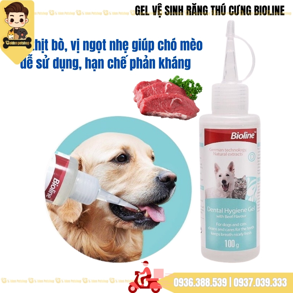 Gel làm sạch răng miệng cho chó mèo Bioline - chai 100g