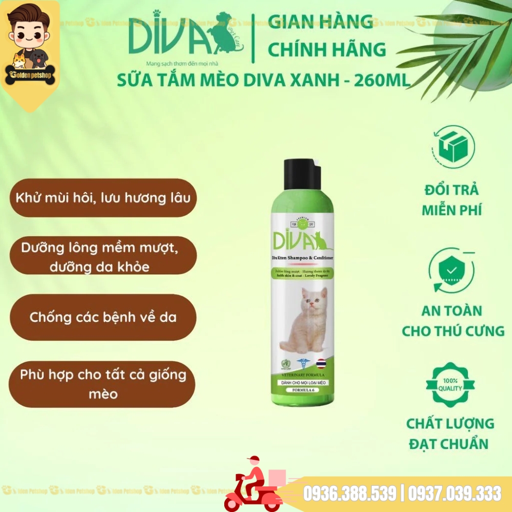 Sữa tắm cho mèo Diva - da nhạy cảm - Chai 260ml