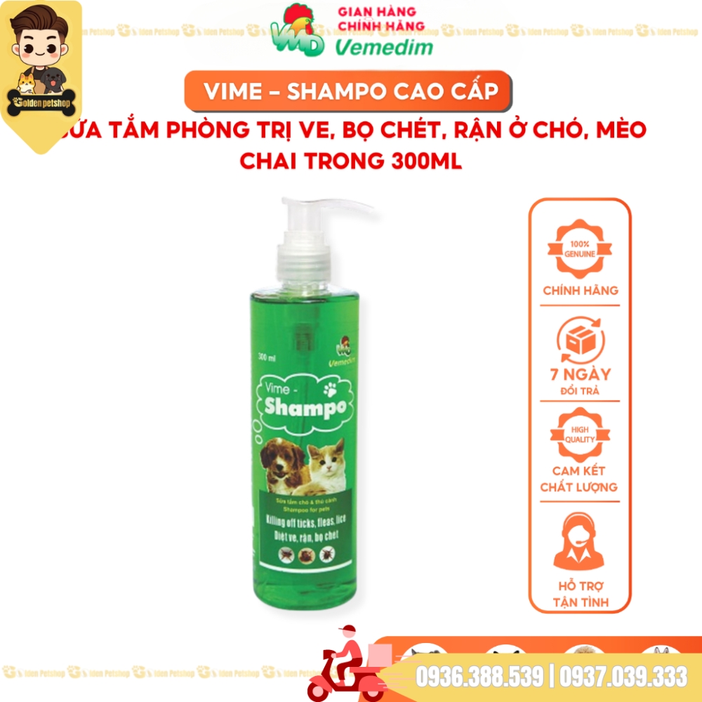Sữa tắm cho chó mèo ngừa ve rận Vemedim - Chai 300ml