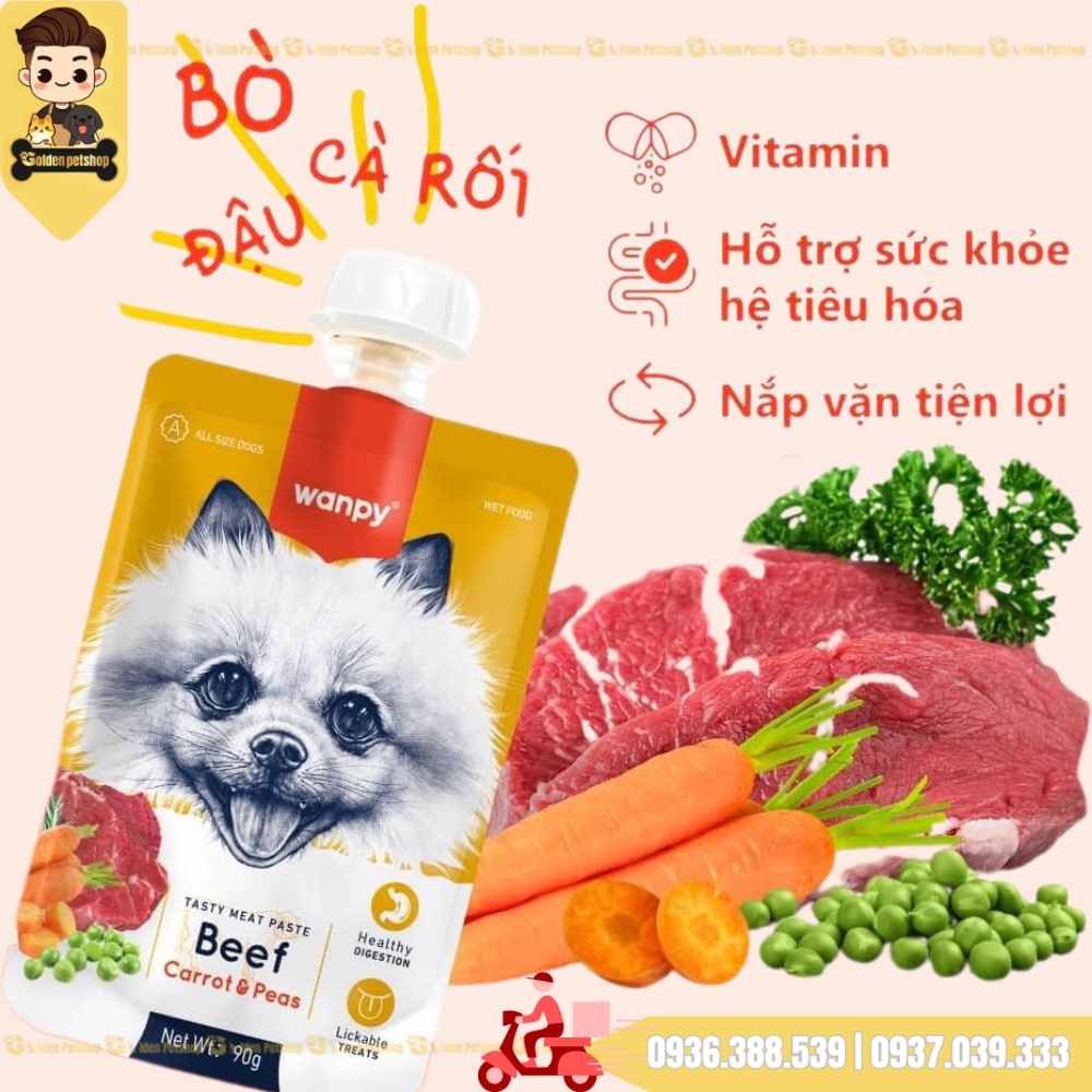 Súp thưởng nắp vặn cho chó Wanpy (chính hãng) - gói 90g