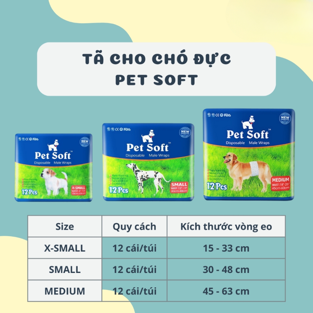 Tả, Bỉm cho chó Đực PetSoft - Nhiều kích cở