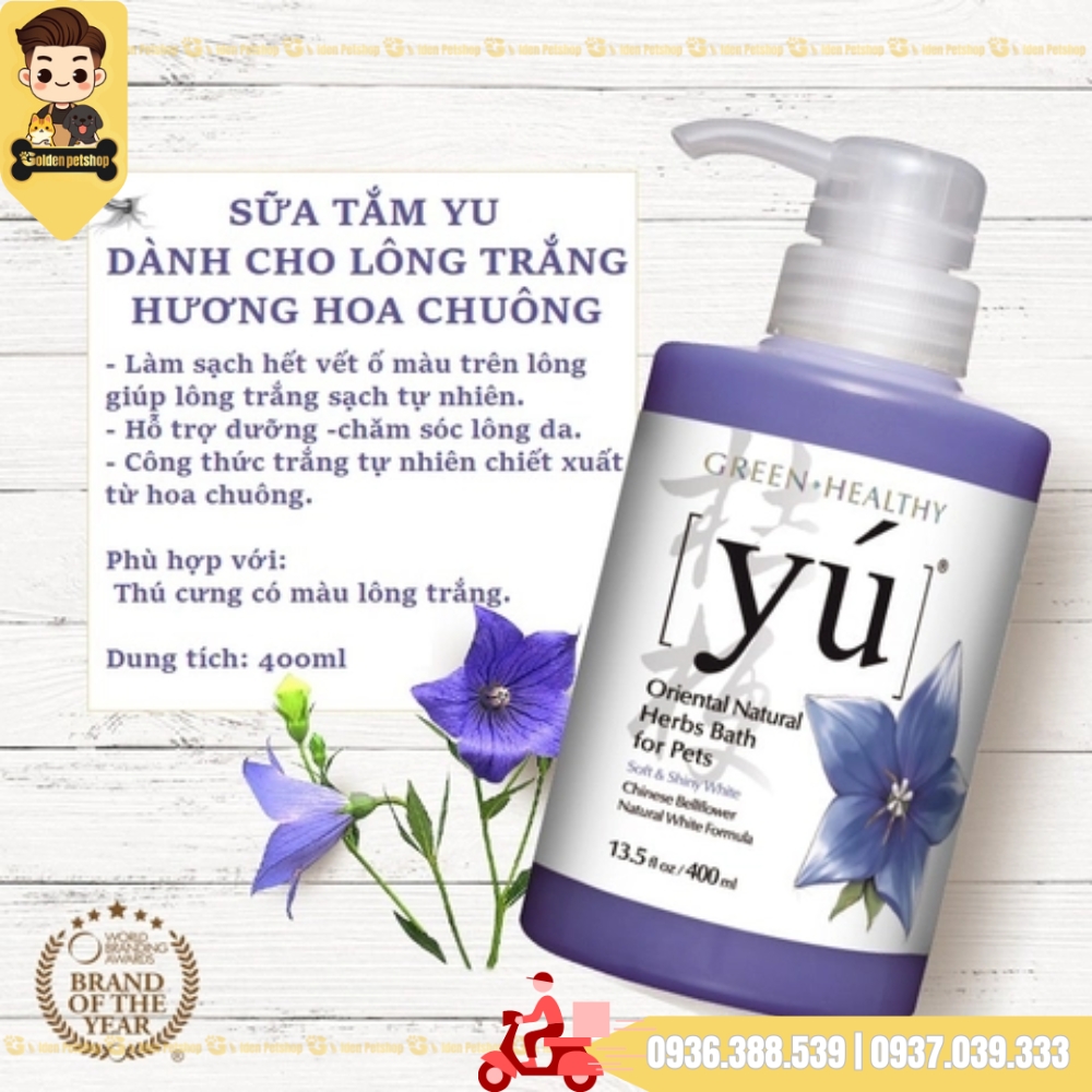 Sữa tắm cho chó mèo Yú (YU) - siêu thơm, mượt - Chai 400ml