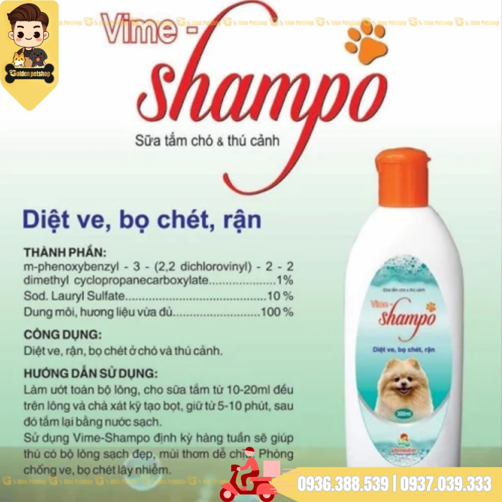 Sữa tắm ngừa ve rận cho chó mèo Vemedim - Chai 300ml