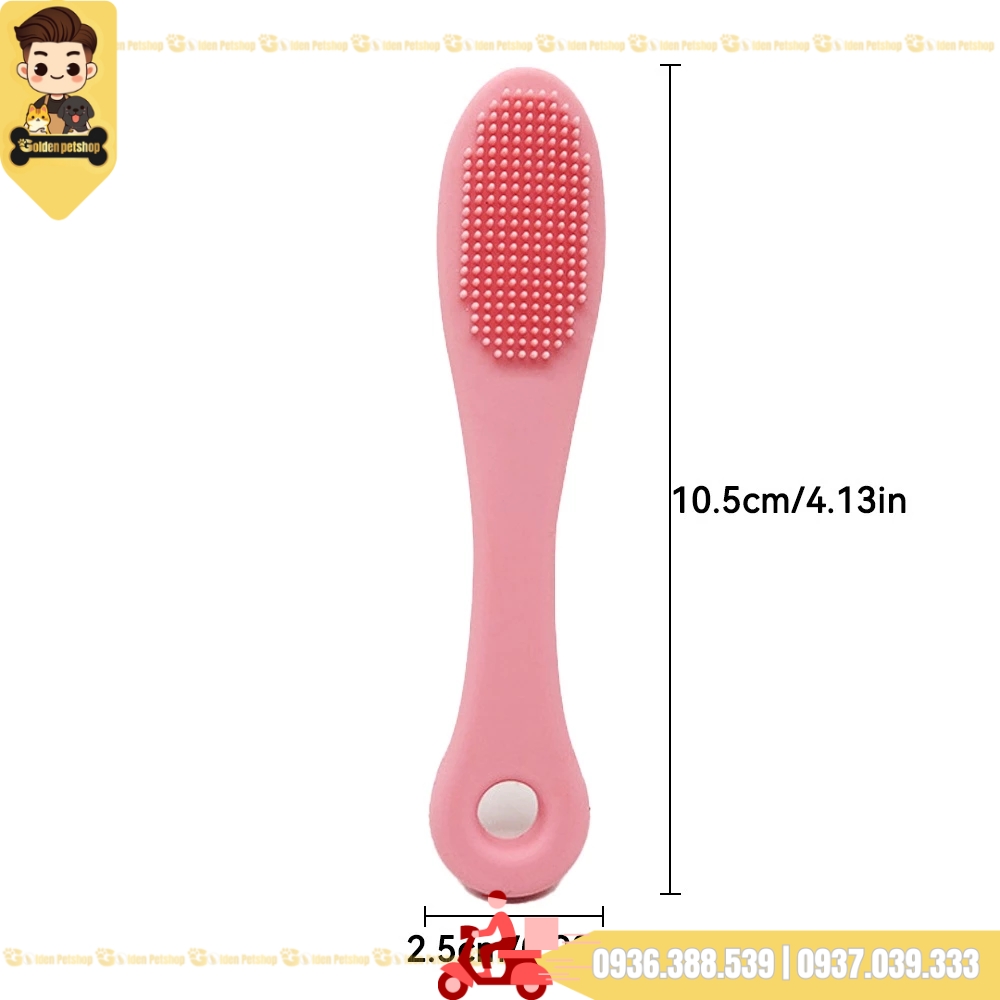 Bàn chải đánh răng cho chó mèo xỏ ngón - chất liệu silicon
