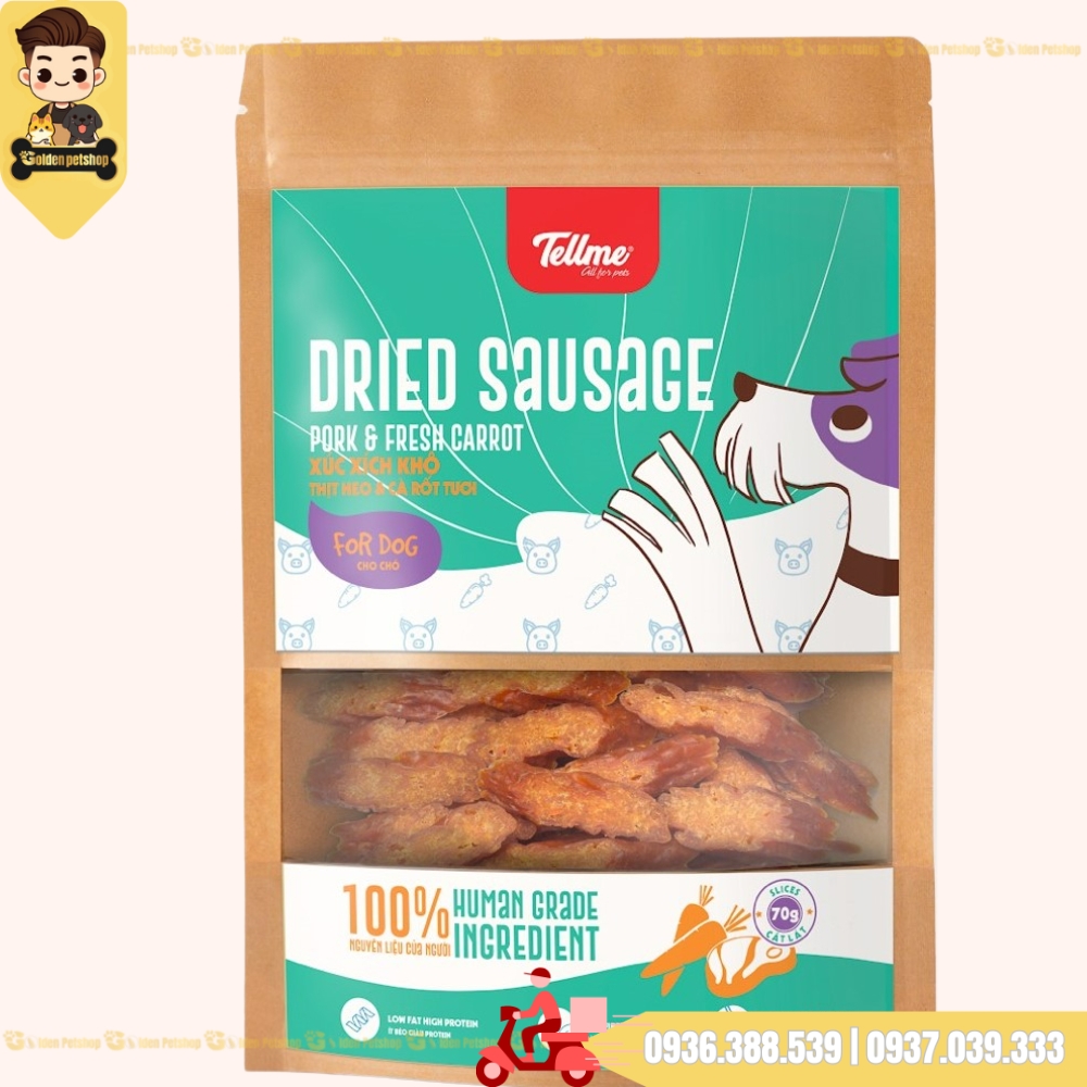 Xúc xích thịt heo dành cho chó Tellme - gói 70g