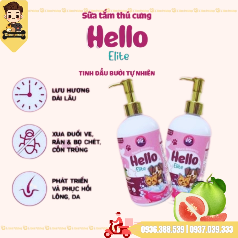 Sữa tắm chó mèo Hello - Dành cho da nhạy cảm - Chai 280g