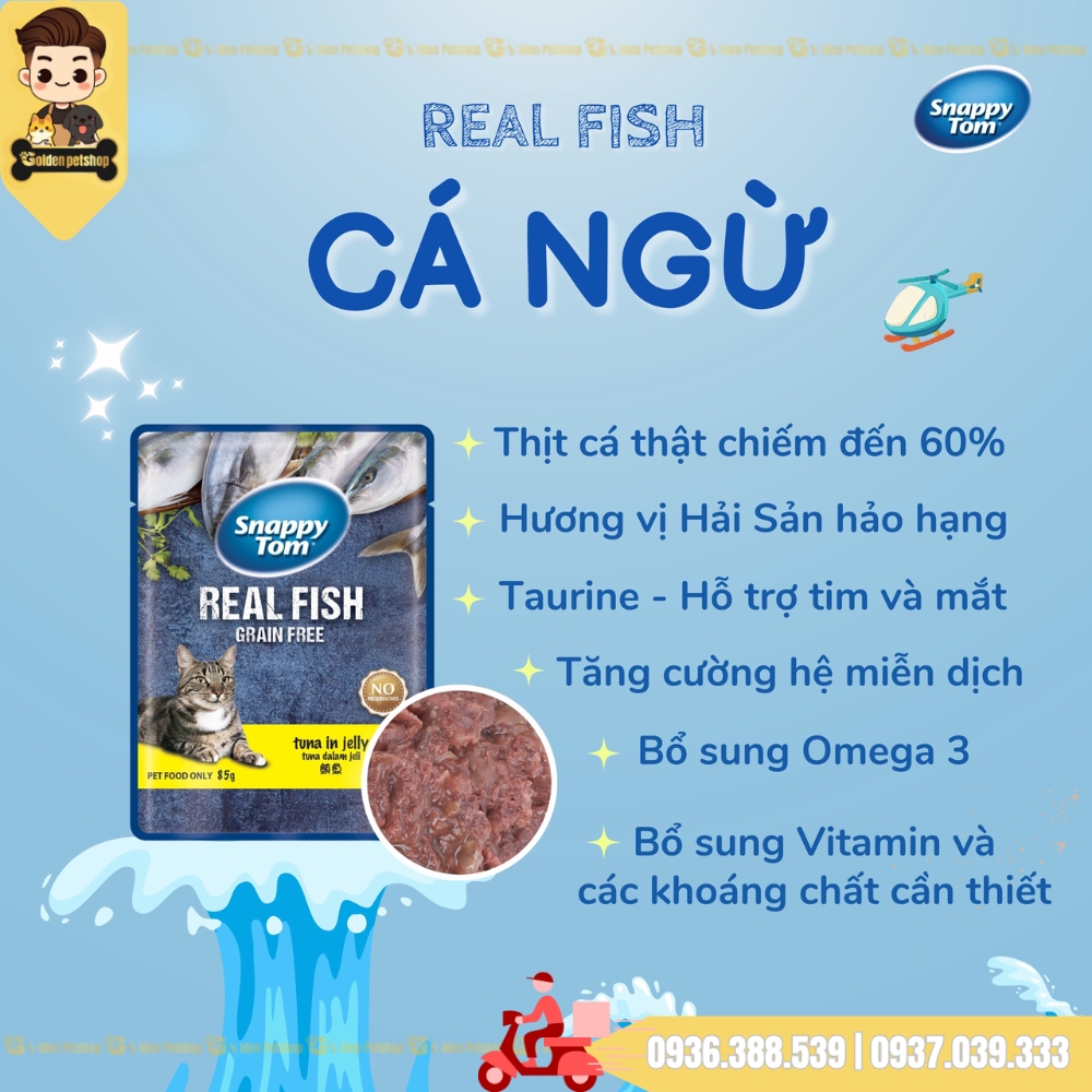 Pate cho mèo Snappy tom thịt Gà. thịt Cá - gói 85g
