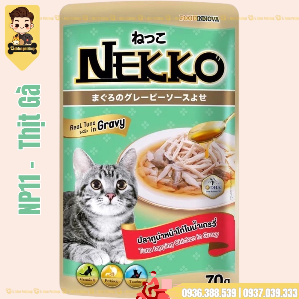 Pate cho mèo Nekko Gravy (thịt xé nước sốt) - gói 70g
