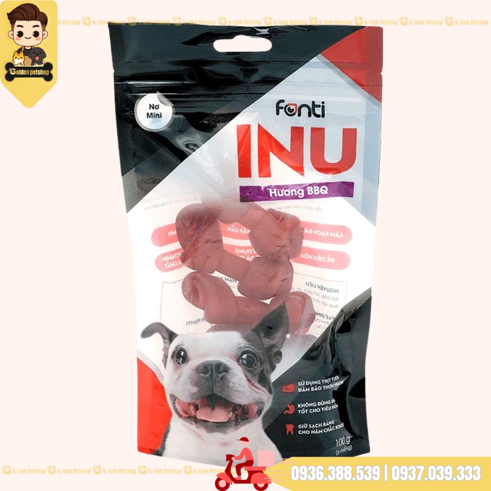 Xương sữa gặm cho chó hình nơ Inu Fonti - gói 100g
