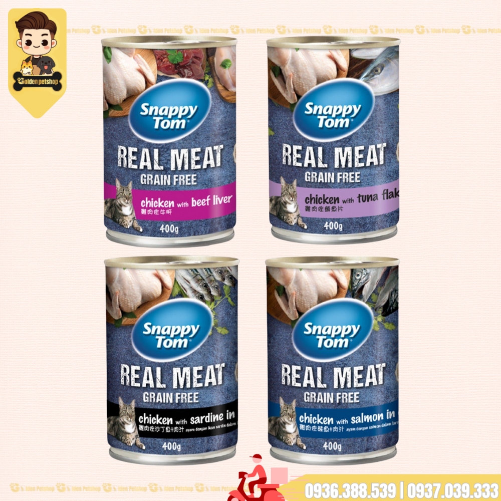 Pate dành cho mèo thịt cá/ thịt gà Snappy Tom - Lon 400g