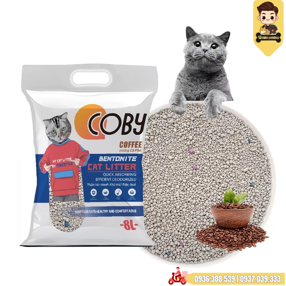Cát vệ sinh cho mèo - Cát đất sét Coby 8L