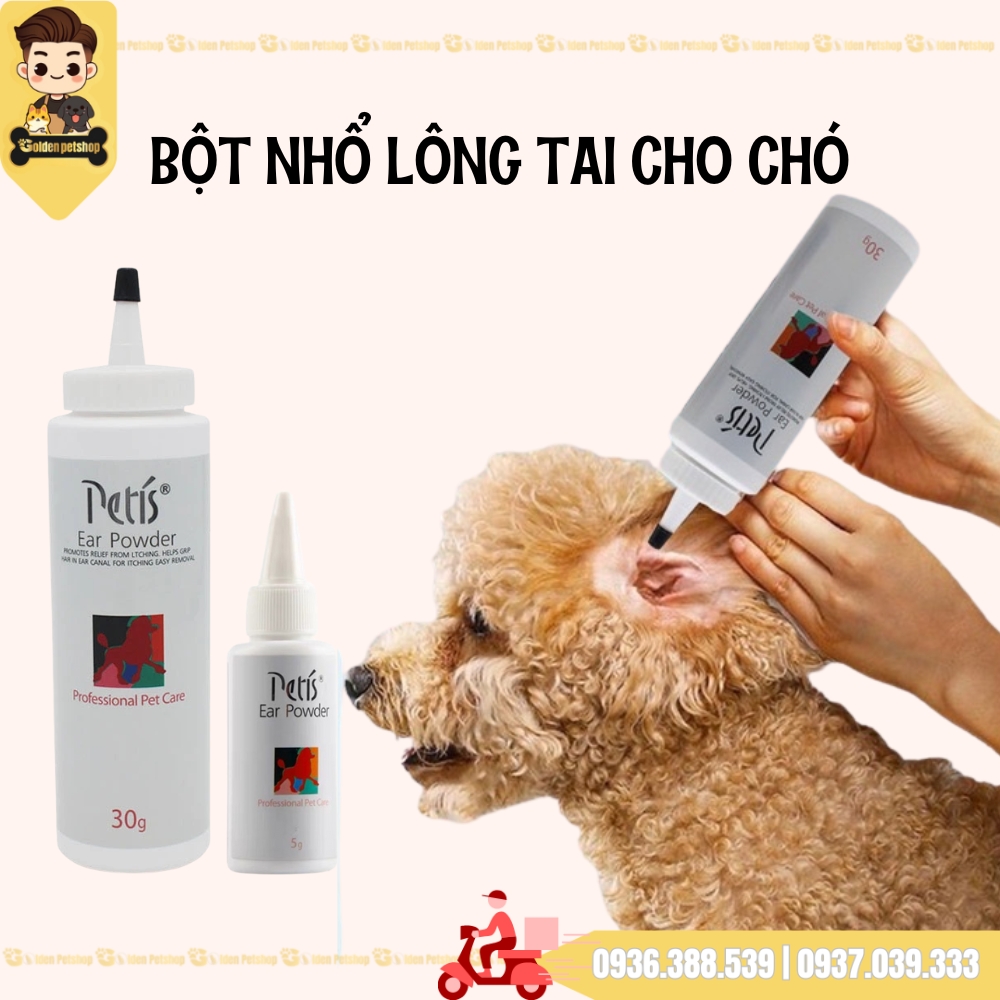 Bột nhổ lông tai Pettis cho chó poodle, chó lông xoăn