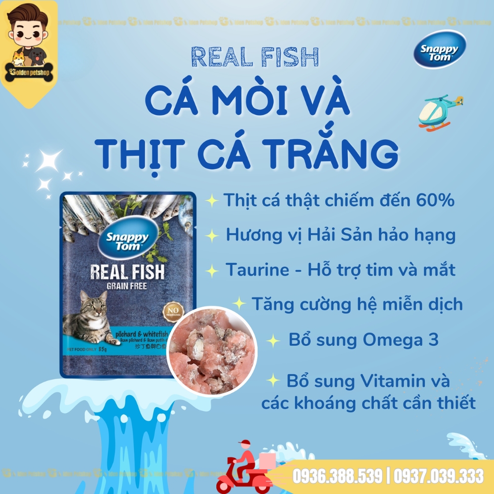 Pate cho mèo Snappy tom thịt Gà. thịt Cá - gói 85g