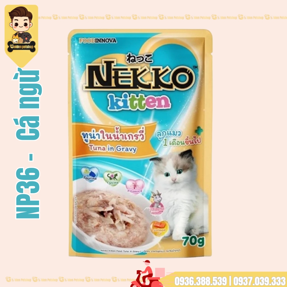 Pate cho mèo CON Nekko KITTEN Gravy (thịt xé nước sốt) - gói 70g