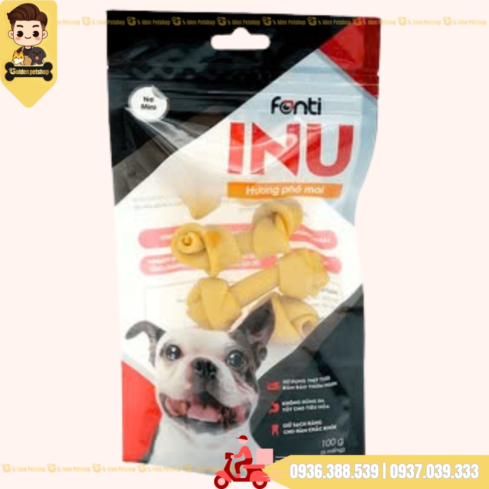 Xương sữa gặm cho chó hình nơ Inu Fonti - gói 100g