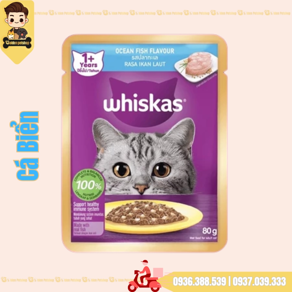 Pate cho mèo Whiskas trên 12 tháng  - gói 80g