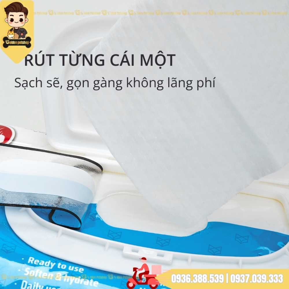 Khăn ướt kháng khuẩn cho thú cưng FOFOS - gói 80 miếng