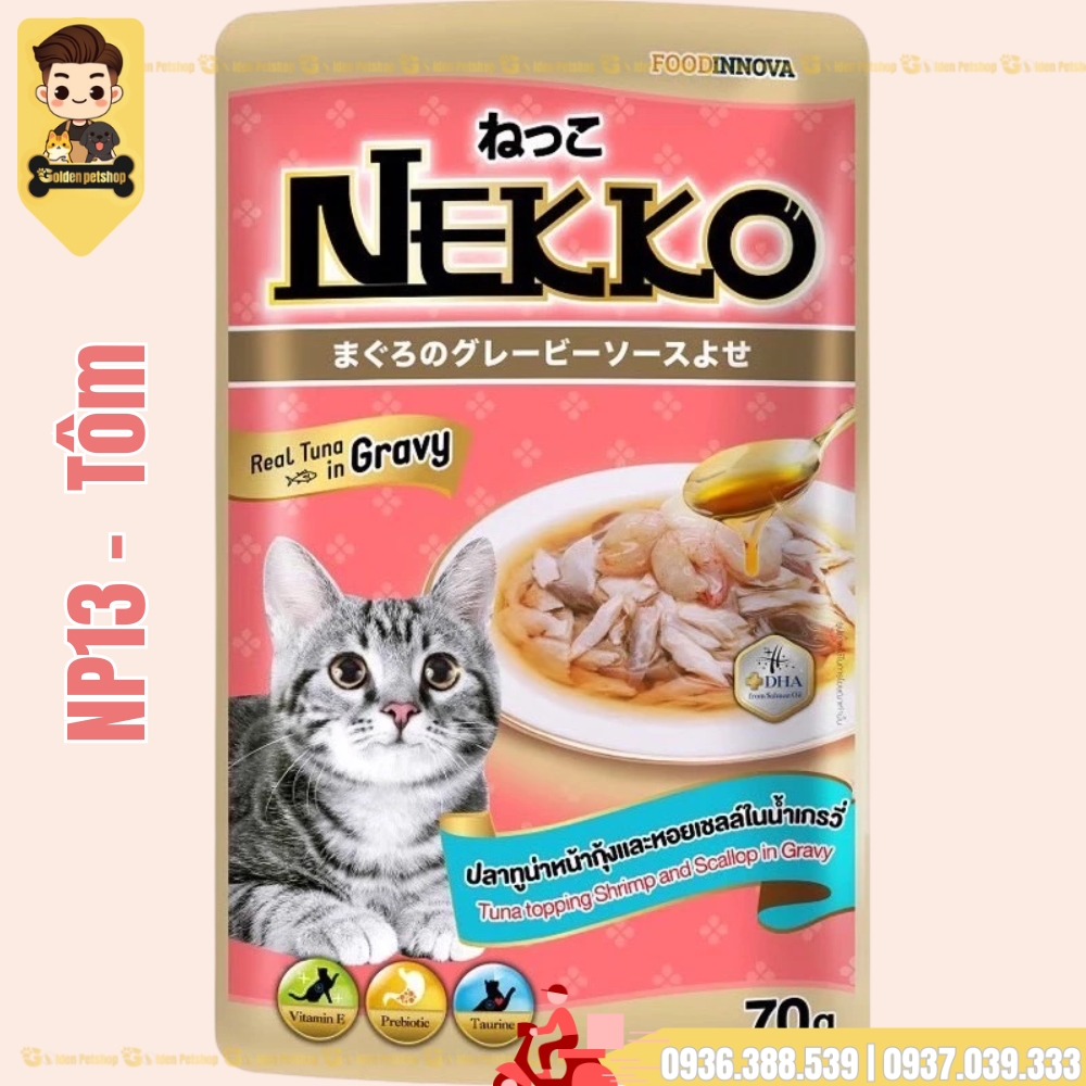 Pate cho mèo Nekko Gravy (thịt xé nước sốt) - gói 70g