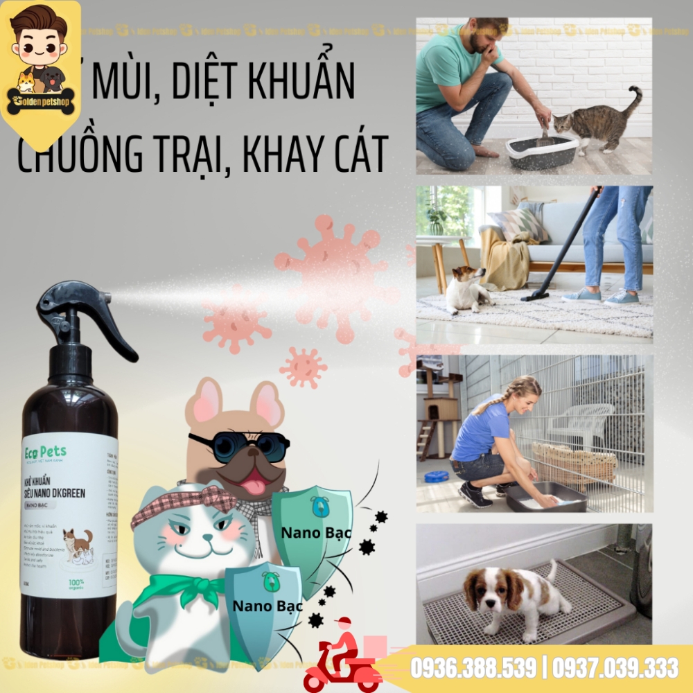 Xịt khử khuẩn trên chó mèo, môi trường  Nano DK Green