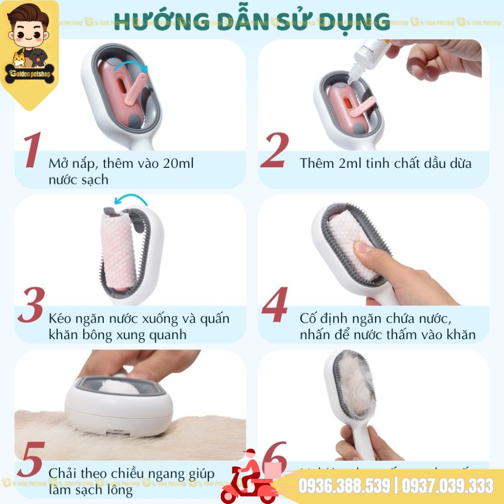 Lược nước lấy lông chết cho chó mèo Gravity - dùng kèm khăn bông ngọc trai
