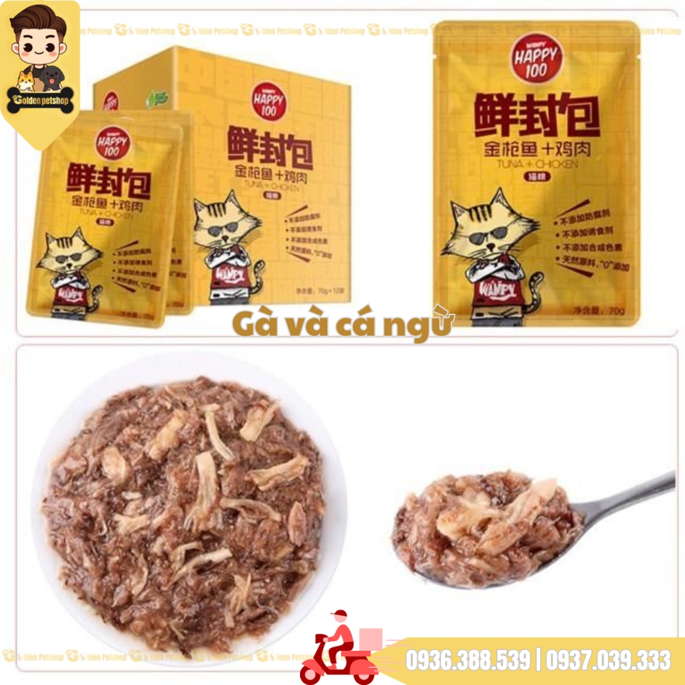 Pate cho mèo Wanpy Happy 100 - gói 70g