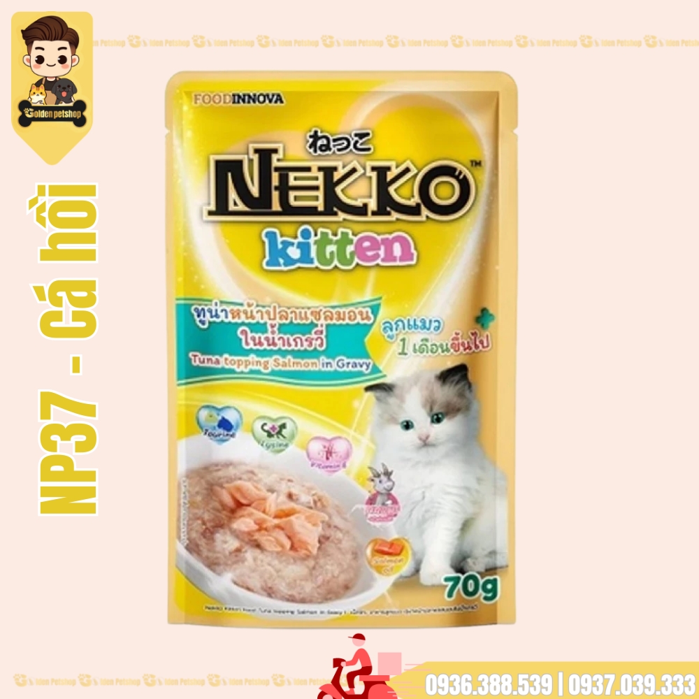 Pate cho mèo CON Nekko KITTEN Gravy (thịt xé nước sốt) - gói 70g