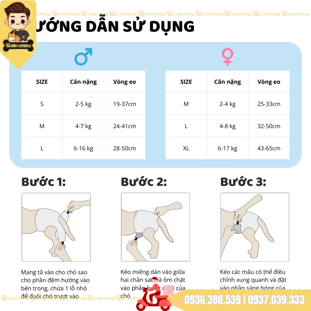 Tả, Bỉm cho chó Cái Fofos - Nhiều kích cở