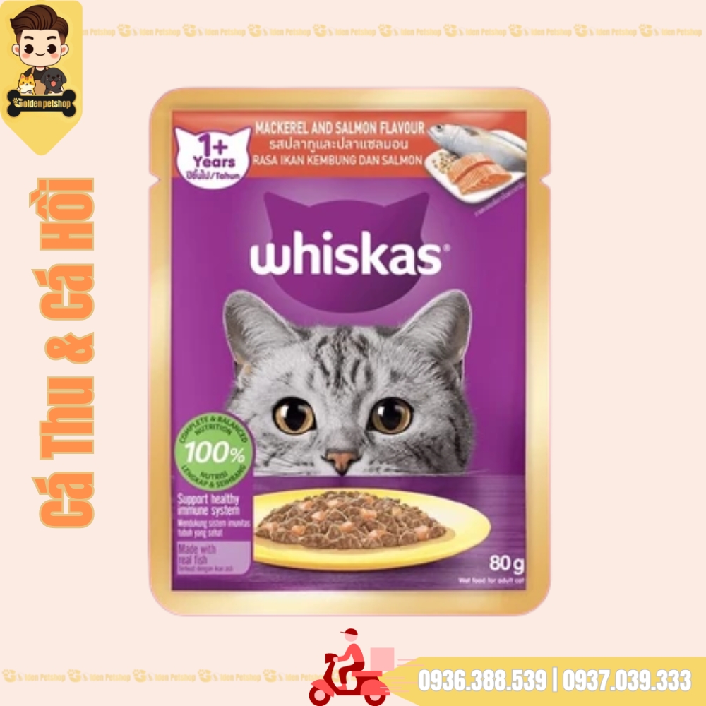 Pate cho mèo Whiskas trên 12 tháng  - gói 80g