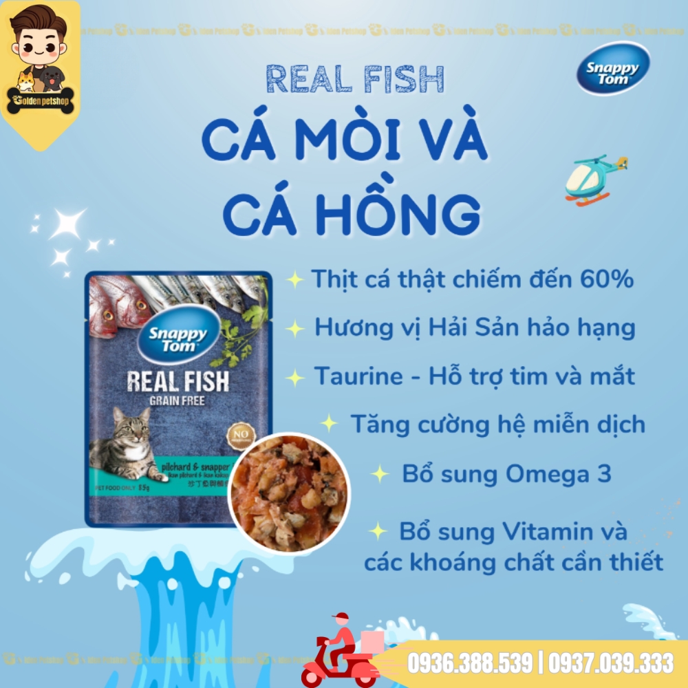 Pate cho mèo Snappy tom thịt Gà. thịt Cá - gói 85g