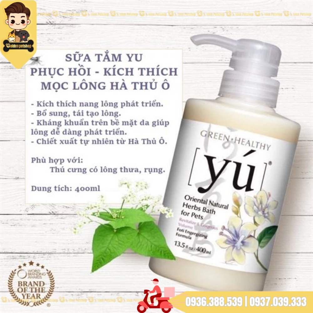 Sữa tắm cho chó mèo Yú (YU) - siêu thơm, mượt - Chai 400ml