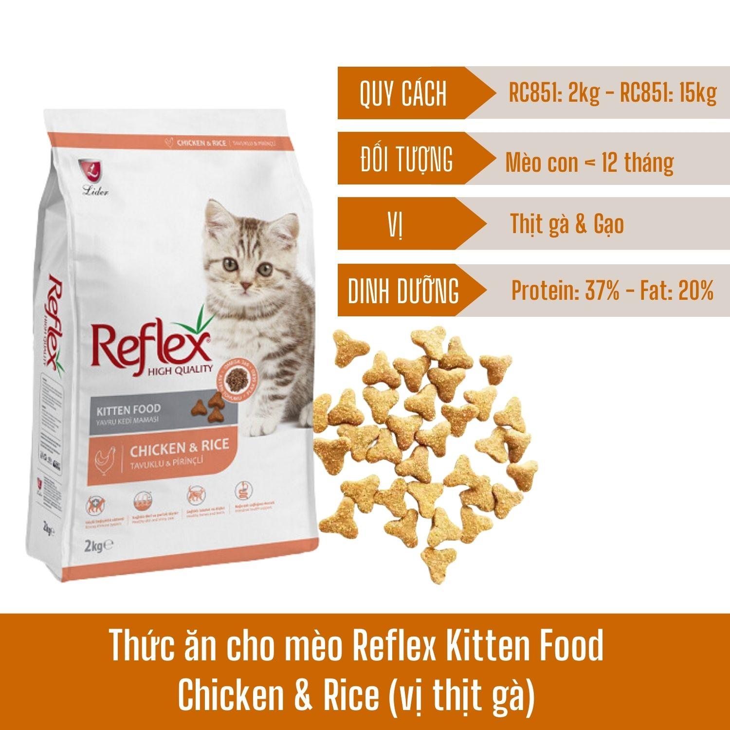 Thức ăn cho mèo Reflex Kitten - Vị Gà gạo cho Mèo con